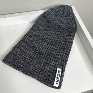 Adidas Fold Knit Hat Beanie Charcoal Heather Gray One Size NWOT